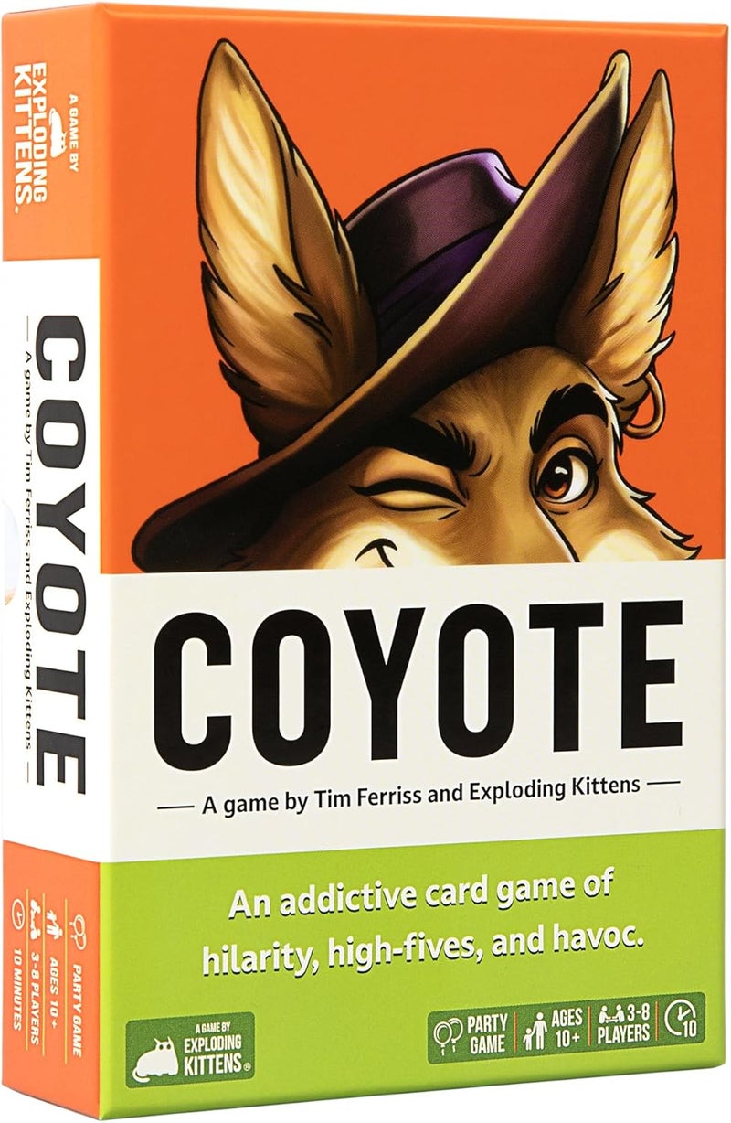 Exploding Kittens Coyote Created by Tim Ferriss | Perfect for Family Fun, Game Night, and Travel | 3-8 Players, 10 Mins, Ages 10 and Up - Image 1